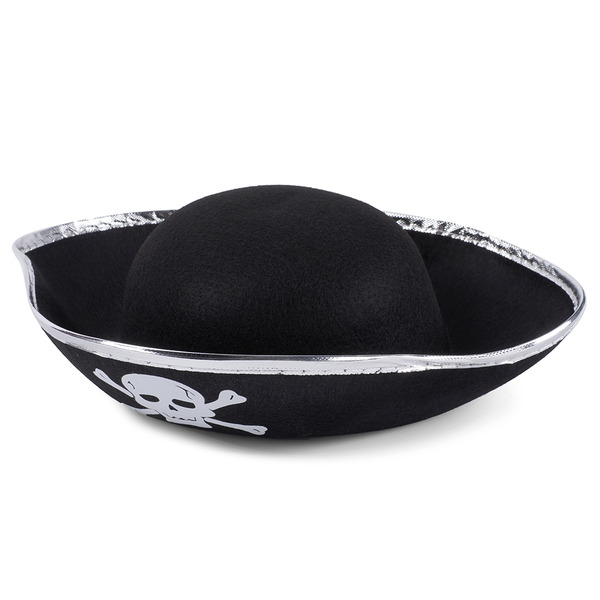 Шляпа, Веселый Пират, фетр, макси, Черный/Серебро, 54-56 разм., 1 шт.