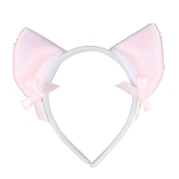 Ободок, Ушки с бантиками, Белый/Розовый, 1 шт.