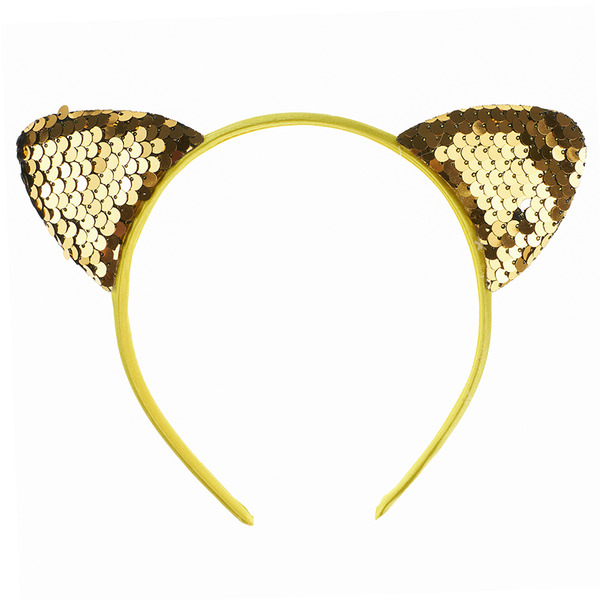 Ободок Кошка, с пайетками, Золото, 1 шт.