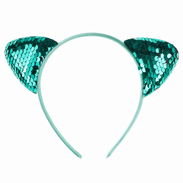 Ободок Кошка, с пайетками, Голубой, 1 шт.