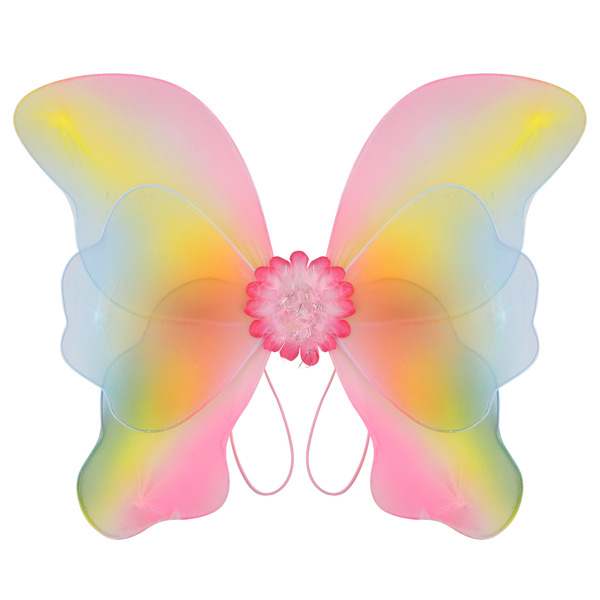 Крылья, Красочная бабочка, Розовый/Желтый/Голубой, с блестками, 48*37 см, 1 шт.
