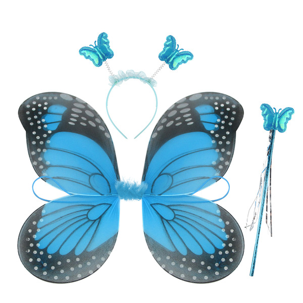 Набор (ободок, крылья, волшебная палочка), Данаида Монарх, Голубой, 47*38 см, 1 шт.