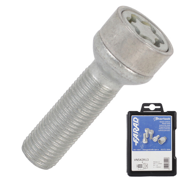 Болт секретный Farad 14х1,5х42 4+1 17 сфера VN542R13