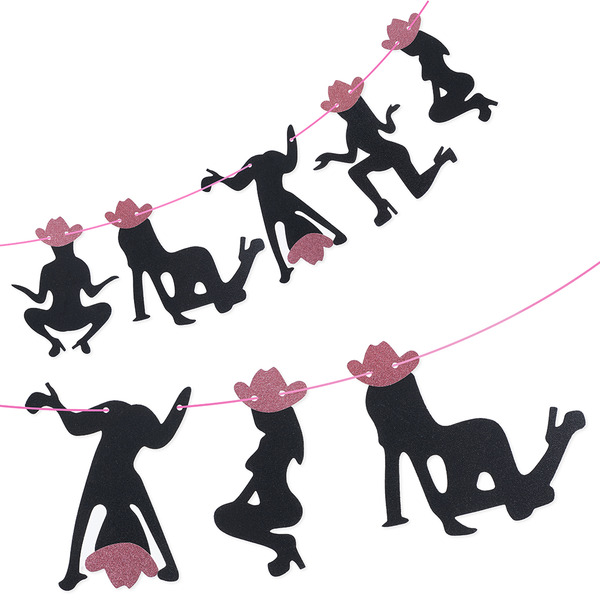 Гирлянда на Мальчишник, Черный/Розовое золото, 9 шт.*15 см, 3 м, 1 упак.