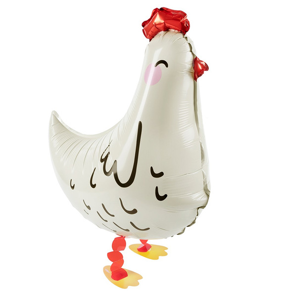 Шар 3D (23"/58 см) Ходячая Фигура, Курица, Белый, 1 шт.
