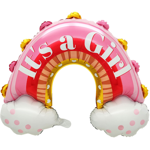 Шар (36"/91 см) Фигура, Радуга для девочки, Розовый, 1 шт.