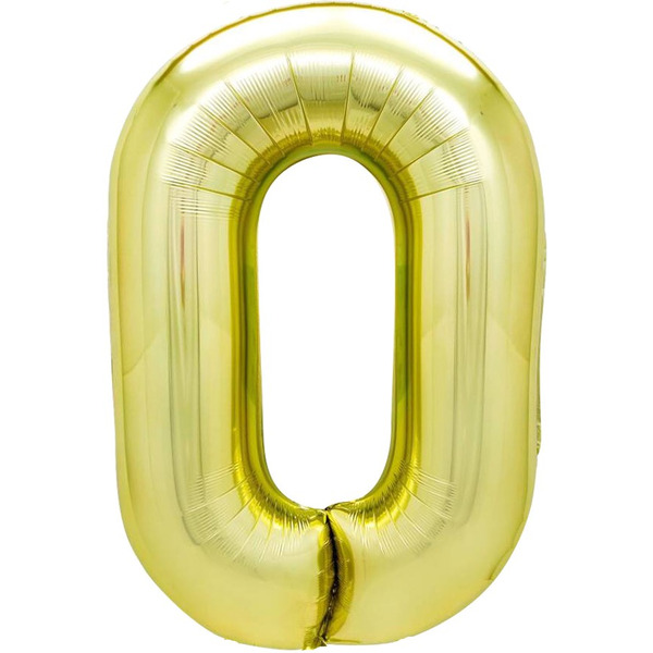 Шар (40"/102 см) Цифра, 0, Белое золото, 1 шт. в уп.