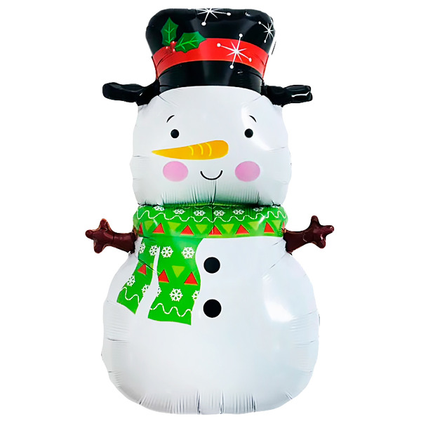 Шар (31"/79 см) Фигура, Снеговик в шляпе, 1 шт. в уп.