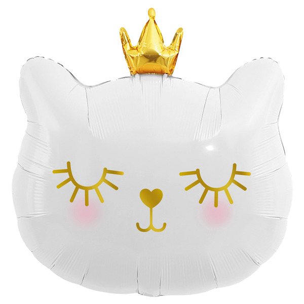 Шар с клапаном (11"/28 см) Мини-фигура, Котенок Принцесса, Белый, 1 шт.