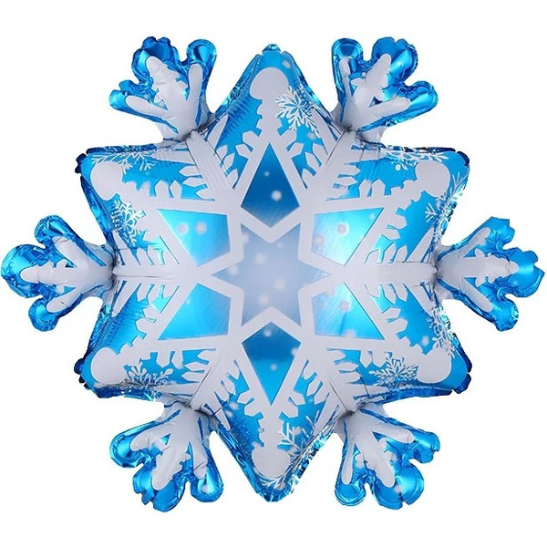 Шар (28"/71 см) Фигура, Снежинка, Голубой/Белый, 1 шт. в уп.