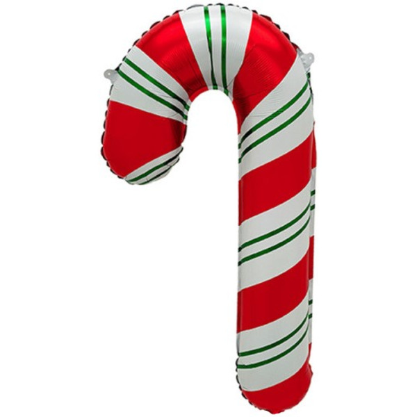 Шар (38"/97 см) Фигура, Леденец трость (надув воздухом), Красный/Зеленый, 1 шт. в уп.