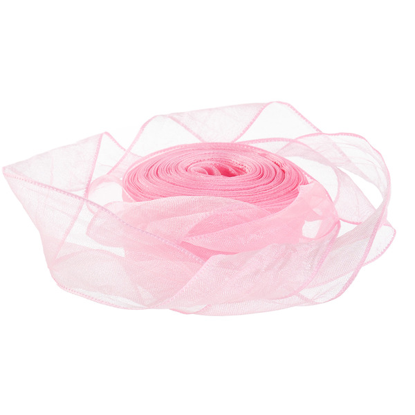 Лента органза (2,5 см*9,14 м) Нежная грация, Розовый, 1 шт.