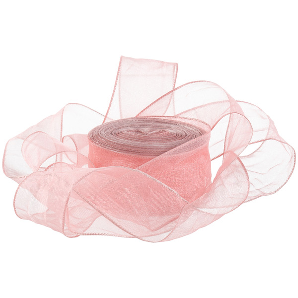 Лента органза (2,5 см*9,14 м) Нежная грация, Пыльная роза, 1 шт.