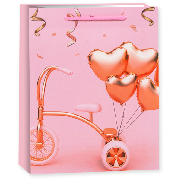 Пакет подарочный, С Любовью, Дизайн №1, Нежно-розовый, 40*31*12 см, 1 шт.