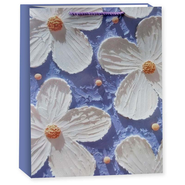 Пакет подарочный, 210гр, Большие цветы, Дизайн №1, 41*30*12 см, 1 шт.