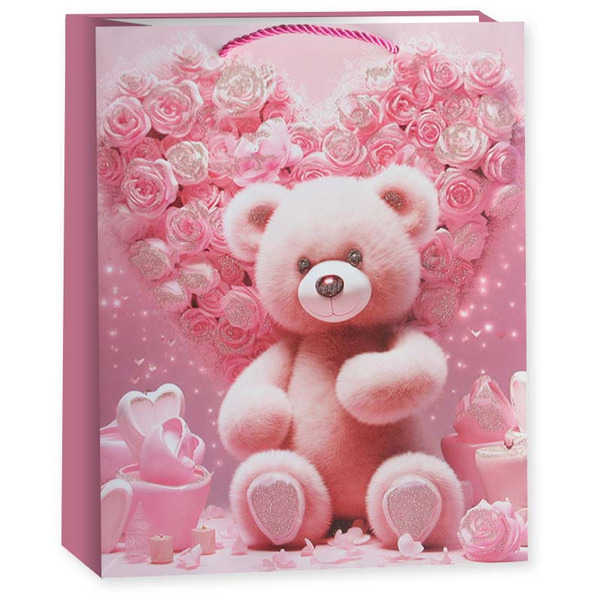 Пакет подарочный, 210гр, Влюбленный мишка, Дизайн №2, 41*30*12 см, 1 шт.