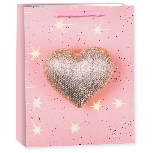 Пакет подарочный, С Любовью, Дизайн №3, Нежно-розовый, 32*26*10 см, 1 шт.