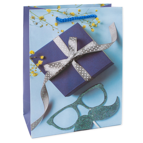 Пакет подарочный, Эркюль Пуаро, Дизайн №1, с блестками, 23*18*8,5 см, 1 шт.