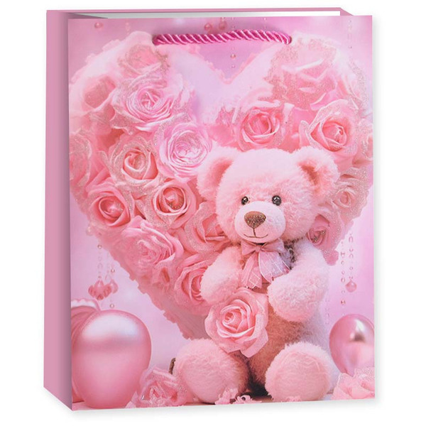 Пакет подарочный, Влюбленный мишка, Дизайн №3, 23*18*8,5 см, 1 шт.