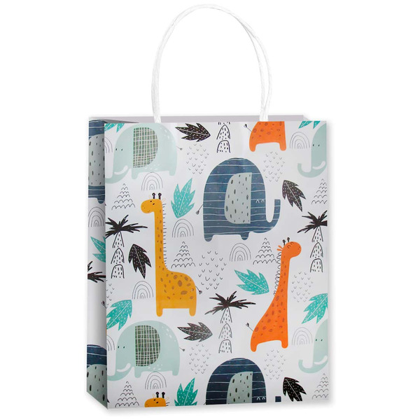 Пакет подарочный, Крафт 120гр, Жирафы и слоны, 25,5*18,5*9,5 см, 1 шт.