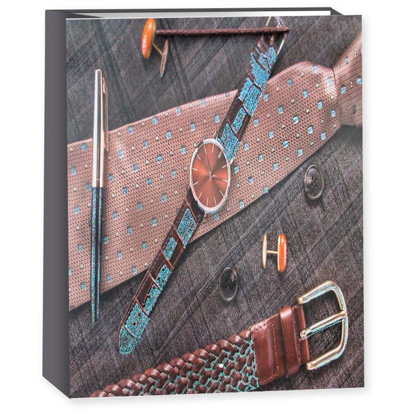 Пакет подарочный, 210гр, Бизнесмен, Дизайн №4, с блестками, 41*30*12 см, 1 шт.