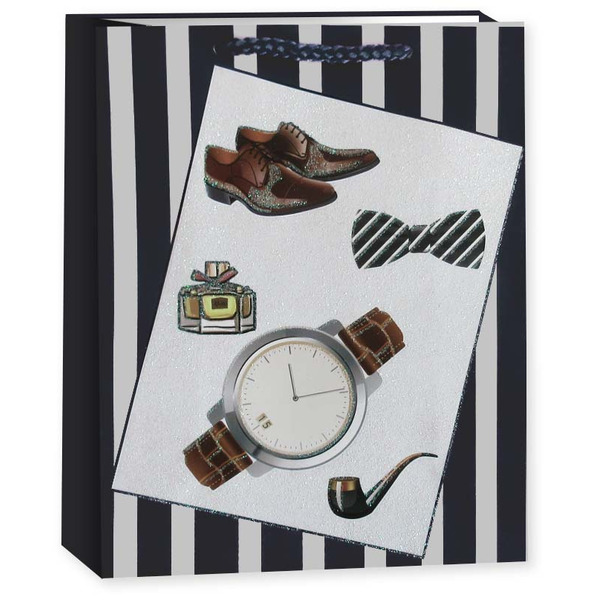 Пакет подарочный, 210гр, Джентльменский набор, Дизайн №4, с блестками, 41*30*12 см, 1 шт.