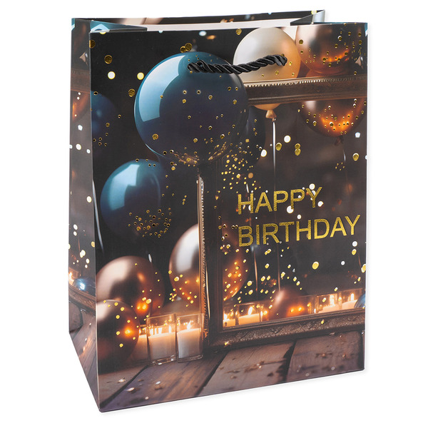 Пакет подарочный, 210гр, Фееричный день рождения, Дизайн №1, Металлик, 41,5*30*12 см, 1 шт.