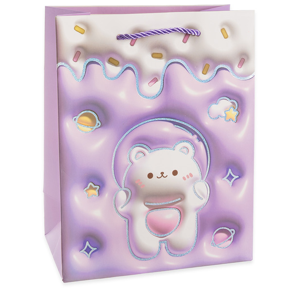 Пакет подарочный, 210гр, Зефирный мишка, Дизайн №3, Металлик, 23*18*10 см, 1 шт.