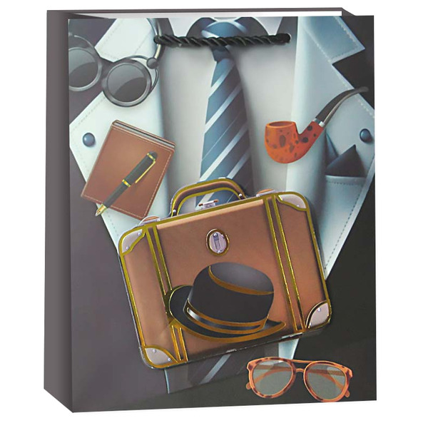 Пакет подарочный 3D, Франт, Дизайн №3, Металлик, 23*18*10 см, 1 шт.