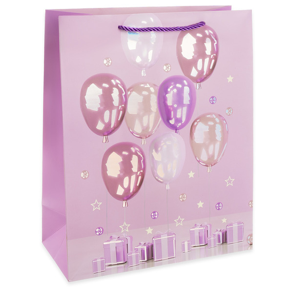 Пакет подарочный, Эффектные шарики, Дизайн №4, Сиреневый, Металлик, 23*18*10 см, 1 шт.