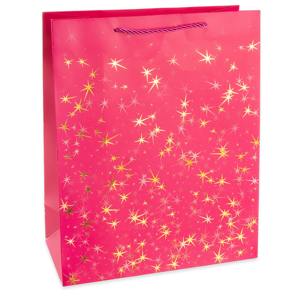 Пакет подарочный, 210гр, Тысячи созвездий, Дизайн №1, Розовый/Золото, 55*43*15 см, 1 шт.