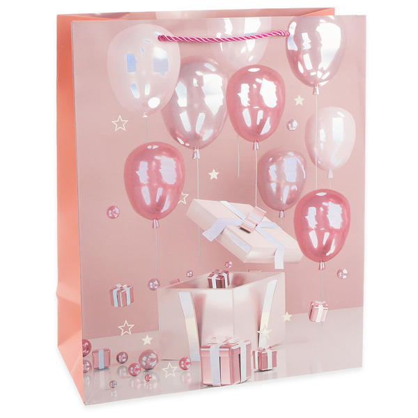 Пакет подарочный, Эффектные шарики, Дизайн №1, Розовый, Металлик, 23*18*10 см, 1 шт.