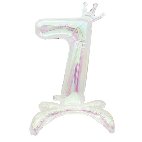Шар (32"/81 см) Цифра на подставке, 7 Корона, Хамелеон, Хамелеон, 1 шт. в уп.