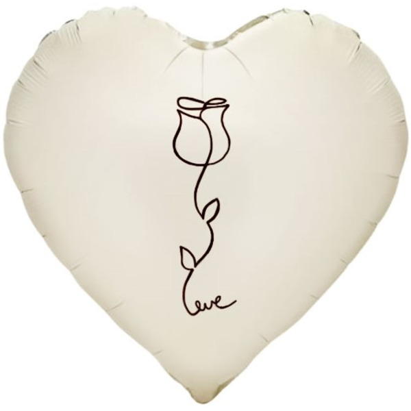 Шар (18"/46 см) Сердце, Роза, Кремовый, Сатин, 1 шт.