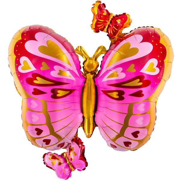 Шар (29"/74 см) Фигура, Бабочка, Розовый, 1 шт.