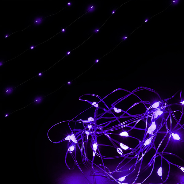 Светодиодная гирлянда, Роса 50 Led, IP14, 5 м. Фиолетовый, 1 шт.