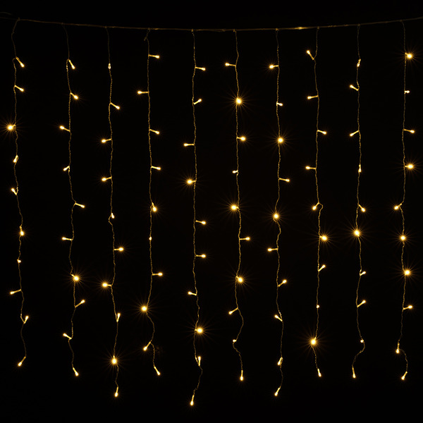 Светодиодная гирлянда, Занавес 100 Led, 8 режимов, IP14, 1*1 м. Теплый белый, 1 шт.