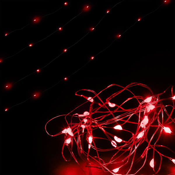 Светодиодная гирлянда, Роса 50 Led, IP14, 5 м. Красный, 1 шт.