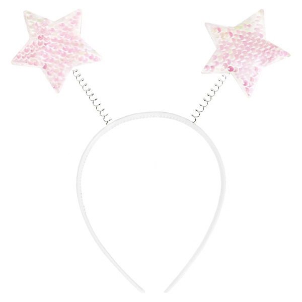 Ободок, Сверкающие звезды, с пайетками, Белый, Хамелеон, с блестками, 1 шт.