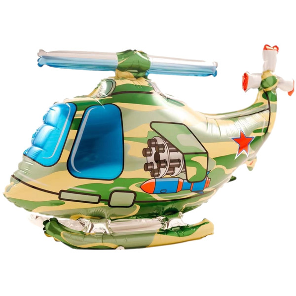 Шар 3D (33"/84 см) Фигура, Военный вертолет, Камуфляж, 1 шт. в уп.