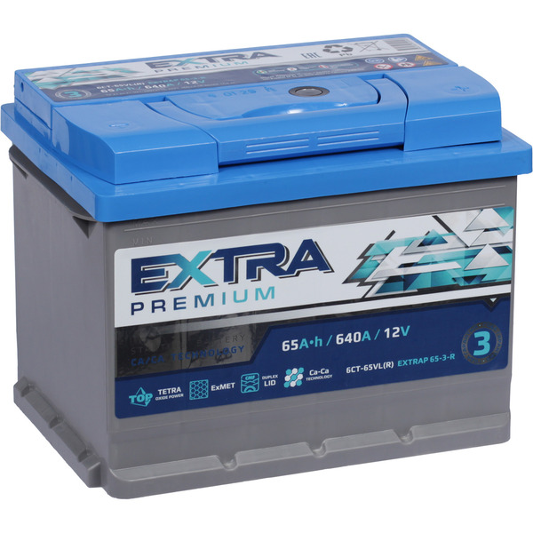 Автомобильный аккумулятор Актех Extra 65 Ач обратная полярность L2