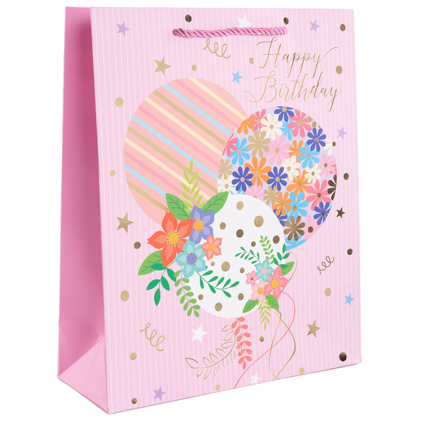 Пакет подарочный, 210гр, Воздушный День Рождения, Металлик, 32*26*10 см, 1 шт.