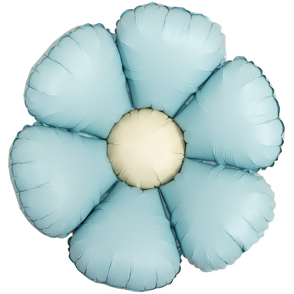 Шар (24"/61 см) Цветок, Ромашка (надув воздухом), Голубой, Сатин, 1 шт. в уп.