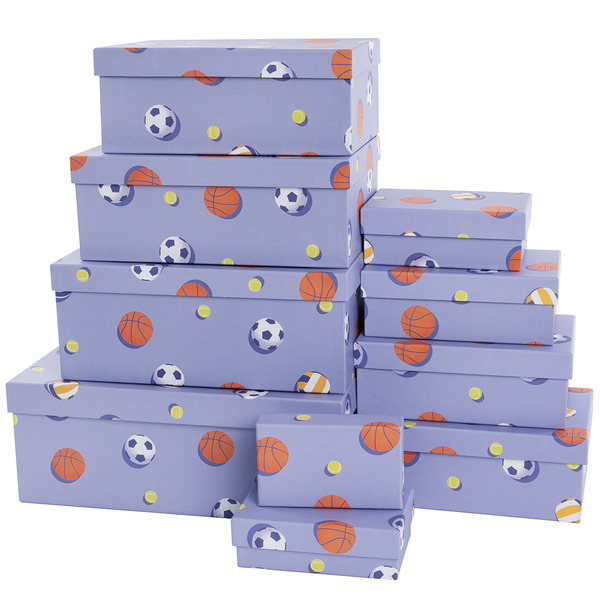 Набор коробок Спортивные мячи, 28,5*18,5*12 см, 9 шт. в упак.