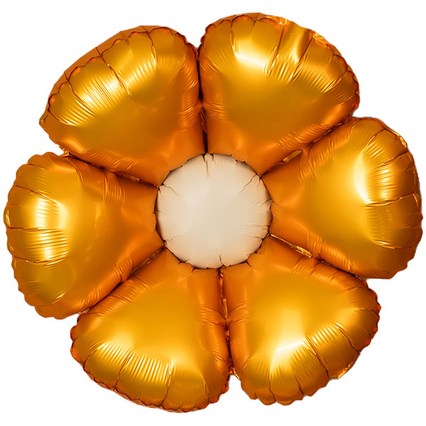 Шар (24"/61 см) Цветок, Ромашка (надув воздухом), Золото, Сатин, 1 шт. в уп.