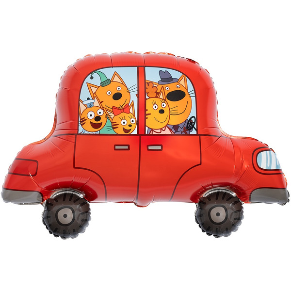 Шар (30"/76 см) Фигура, Три Кота, Автомобиль, 1 шт. в уп.