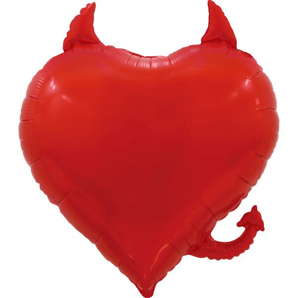 Шар (30"/76 см) Сердце, Чертенок, Красный, 1 шт. в уп.