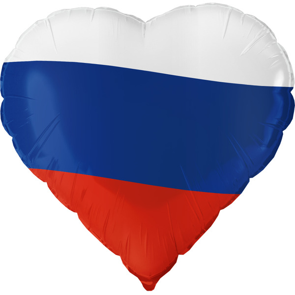Шар (18"/46 см) Сердце, Триколор, 1 шт. в уп.