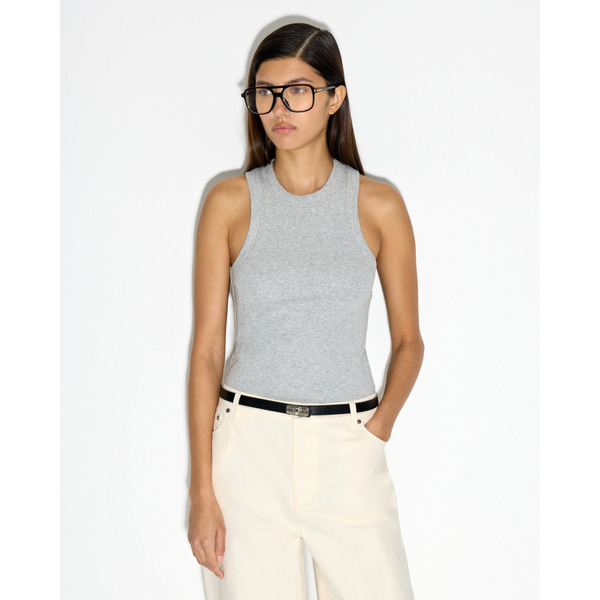 Майка с американской проймой, из хлопка и спандекса, серый меланж