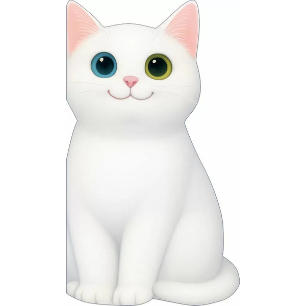 Открытка, Белый котик, 10,4*18,2 см, 10 шт.